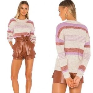 Heartloom Revolve Womens Cicily Pullover Sweater Cream Lavender Rust Sz M